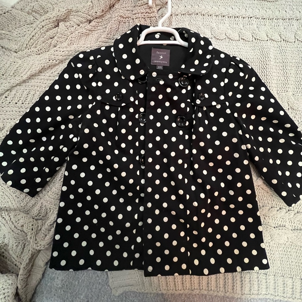 3/4 sleeve polka dot blazer jacket